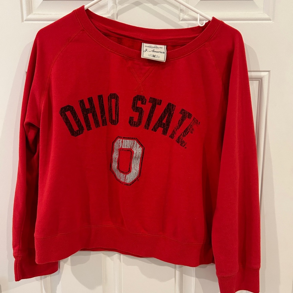 J America Ohio State crop sweatshirt size medium red